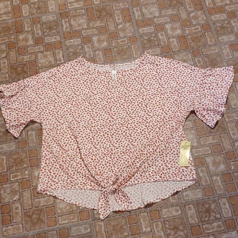 PerSeption Concept Ruffled Sleeve Tie-Front Blouse Size Xlarge
